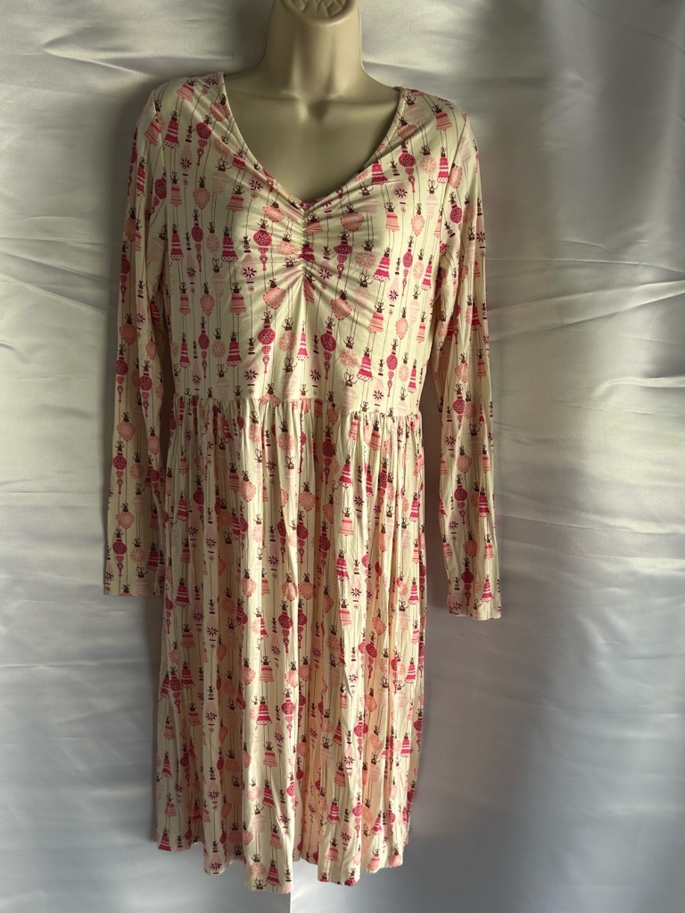 Kate Quinn Pink Ornament Holiday Gathering Dress with Pockets | Size Small